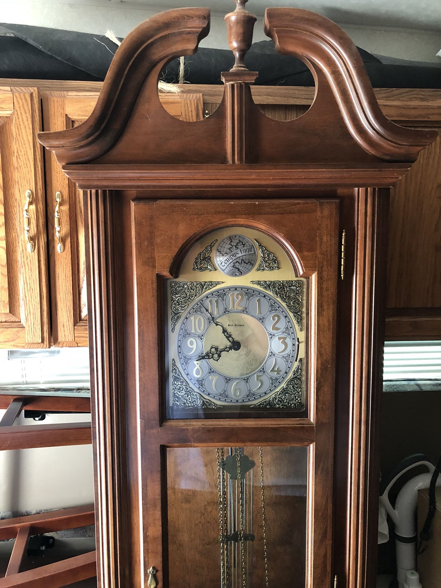 Seth Thomas Grandfather Clock Model 4516 Mapleton with owners manual and inspectors tag