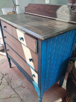 Vintage Painted Wood Dresser with Backsplash