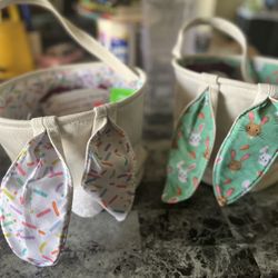 NWT Canvas Bunny Ears Easter Basket