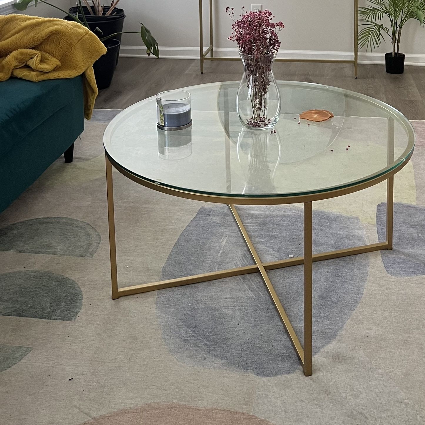 Gold Glass Coffee Table 