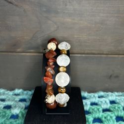 Set Of Two Beaded Stretch Bracelets 