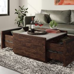 Sauder Manhattan Gate Modern Square Coffee Table, Rich Walnut Finish