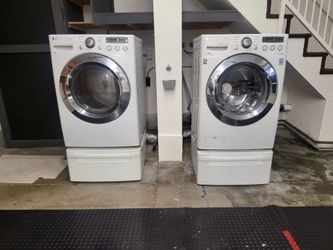 LG Front-Load Washer & Dryer Set with Pedestals