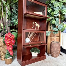 Rosewood Laminate Barrister Bookcase / Glass Display Cabinet