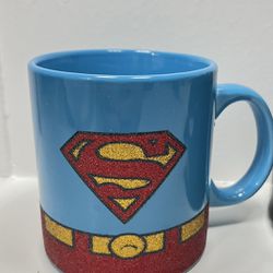 DC Comics Superman Coffee Mug Glitter Mug Suit 20 oz. Excellent Used Condition