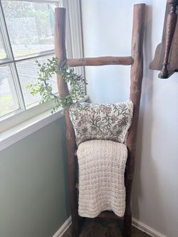 Rustic Wood Blanket Ladder 58inch H
