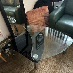 Groovy Mirrored Metal And Black Coffee Table 