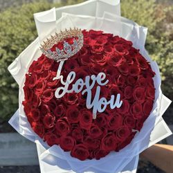 100 Red Rose Bouquet Artificial