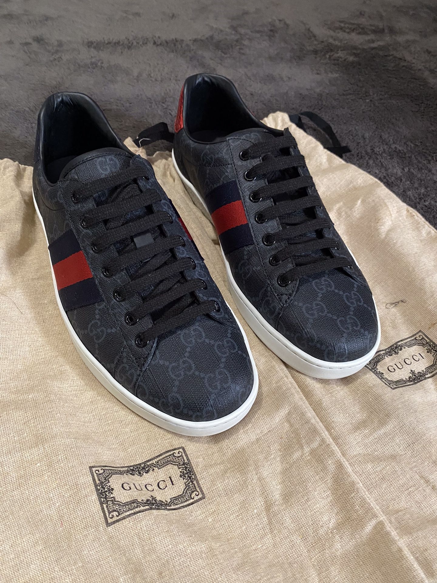 Navy Blue Gucci Men’s Ace Gf Supreme Sneakers