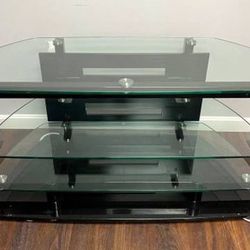Contemporary BDI Glass & Metal TV Electronics Stand Console 