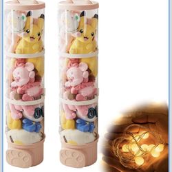 2PCS Doll Storage Tube, Toy Display Tube, Stuffed Animal Storage Toy Chests & Organizers with Light, Stuffed Animal Plushie Toys Box - Plush Toys Stor