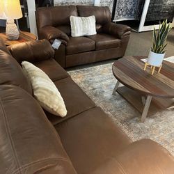 2 Piece Coffee Brown Plush Pillowy Cushions Sofa And Loveseat/  Ashley Furniture/ Brand New 