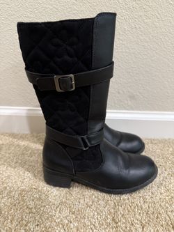 Kids High Buckle Black Boots Size 13 Kids