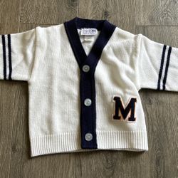 Chestnut Hill Kids Wear Letterman Style Cardigan Sweater Size 2T Letter “M”