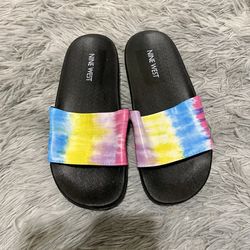Nine West Women’s Tie Dye Slides Black & Pink Size 5 M NWOT