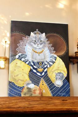Carol Lew Art In Motion Cat Queen With Mouse  
