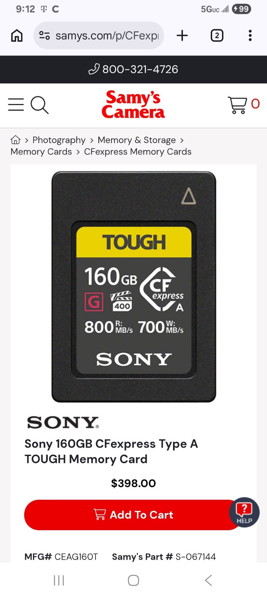 Sony tough memory card 160gb