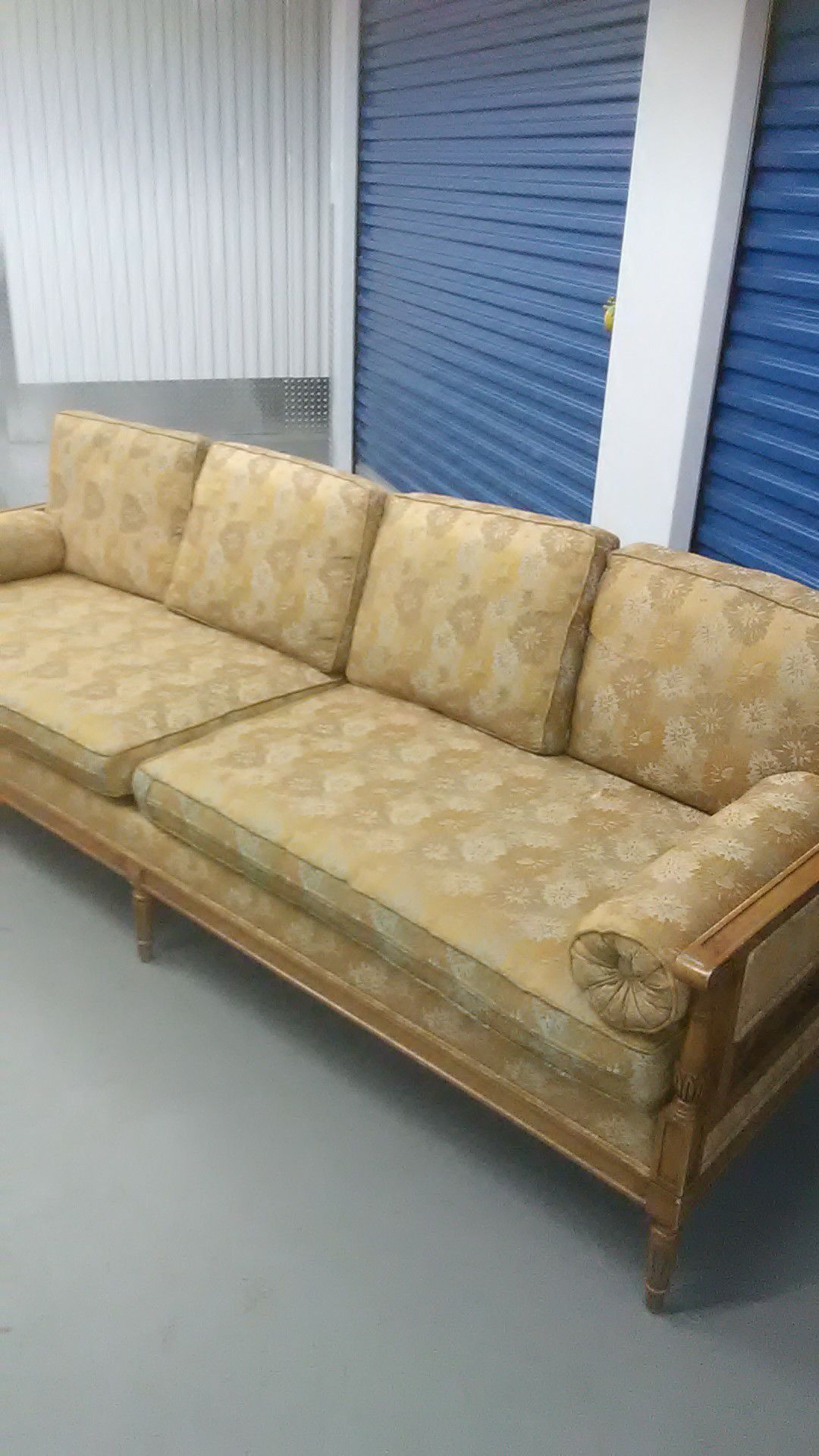 1960s 70s retro floral orange and yellow couch sofa