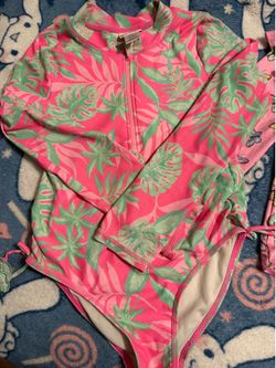 Girls Pink and green swim suit