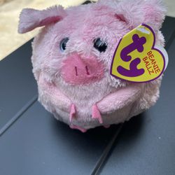 Ty Beanie Ballz Beans The Pig 5” Pink Round Ball Stuffed Animal Toy Plush Soft