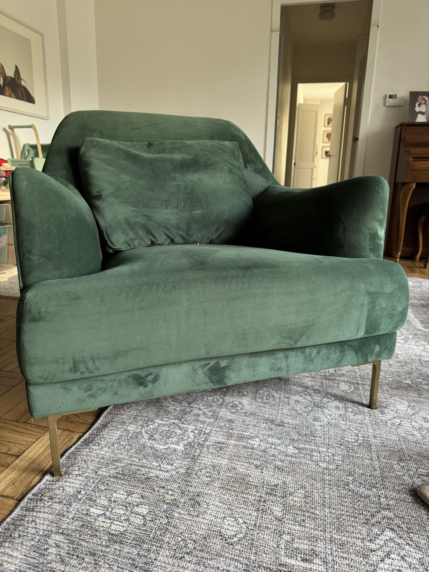 Large Velvet Green Armchair