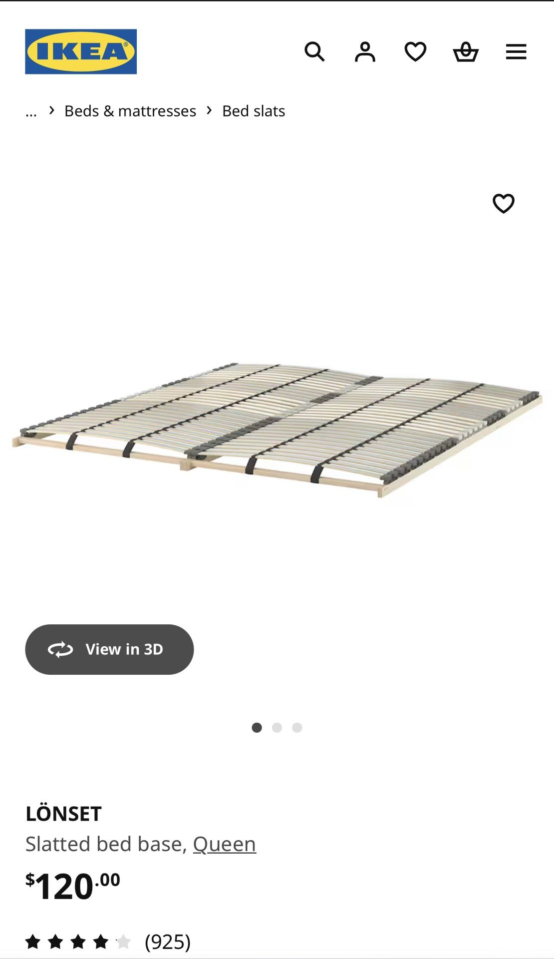 IKEA LÖNSET Slatted Bed Base, (queen)