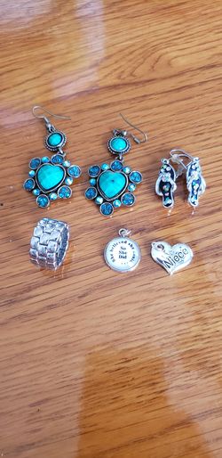 Ring and earrings and charms