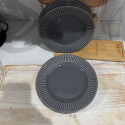 8pcs gray plate medium size