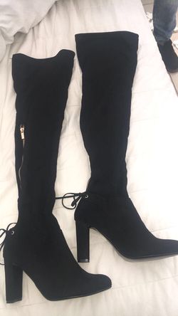 Black thigh high boots