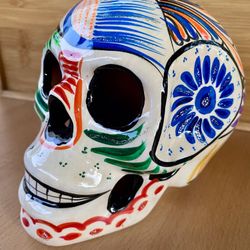 Collectible Ceramic Hand-Painted Mexican Skull Day Of The Dead, Sugar Skull