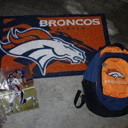 The Denver Broncos welcome-mat, a backpack & a FREE J. Cuter #6 photo