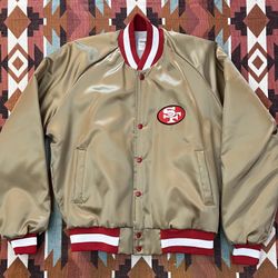 Rare NWT Vtg 1989 Chalk Line San Francisco 49ers Gold Satin Bomber Jacket Size L