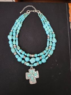 Turquoise and 925 cross/beads