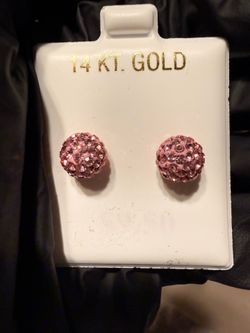 14k gold pink pavé earrings