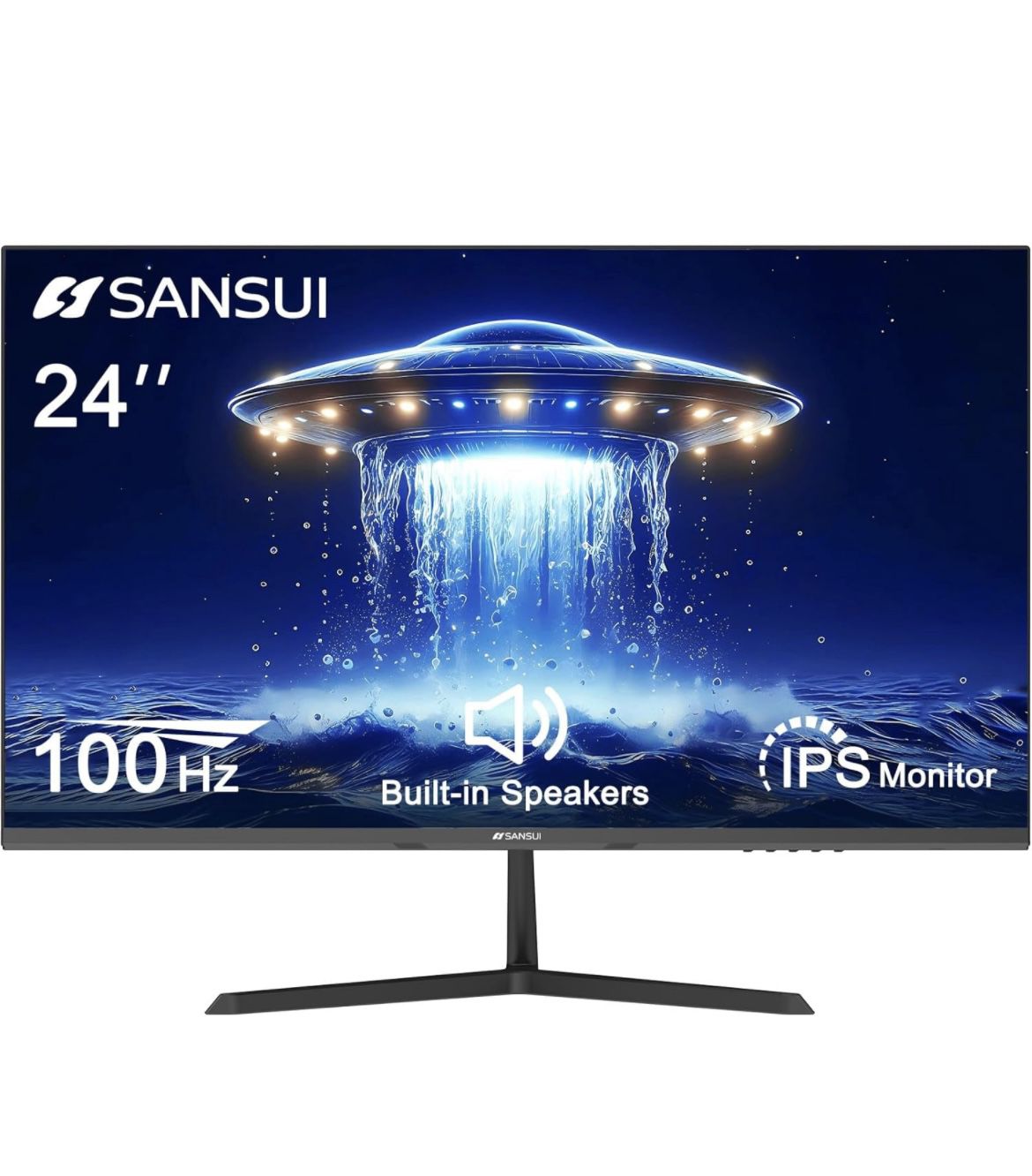 IN BOX: SANSUI 24 inch Monitor, IPS Display Computer Monitor with Built-in Speakers