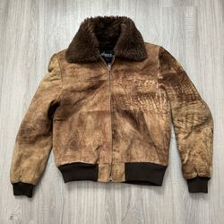 wilsons leather jacket 40 brown suede full zip bomber  