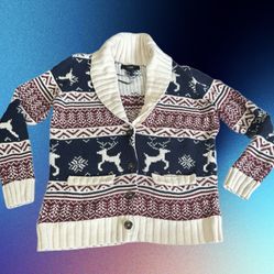Forever 21 holidays knit cardigan botton front sweater. Size L. 