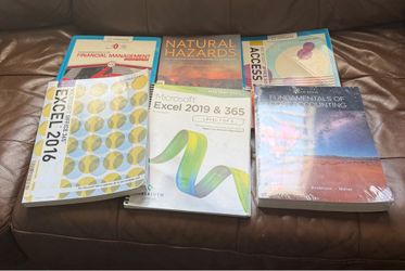 College Textbook Bundle – 6 Books – Excel, Access, Financial Management, Accounting & Natural Hazards.