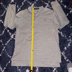 POLO RALPH LAUREN Shirt Adult Men’s Large Gray Popover Featherweight Mesh Knit