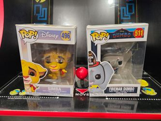 $25 - for both 

Disney Dumbo #511 - Fireman Dumbo - Funko Pop! Disney

Funko Pop! Vinyl Simba (Grub) #496 Lion King collectibles Disney New TH