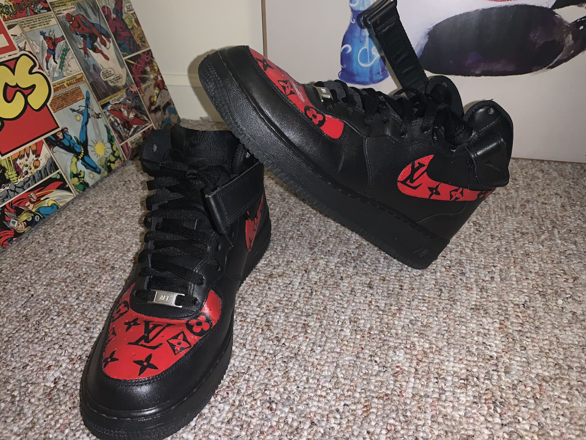 AF1 Louis Voitton Red custom size 9.5