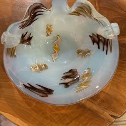 8” Vintage Opalescent  Murano Art Glass Bowl