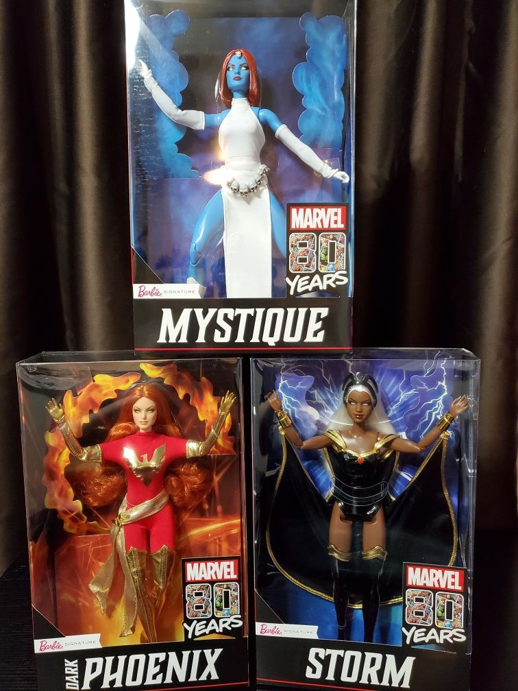 MARVEL X-MEN XMEN BARBIE SIGNATURE SET MYSTIQUE STORM PHOENIX SDCC 2019 NEW MINT