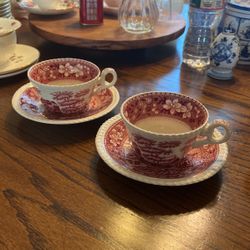 Beautiful Spode Pink Tower Teacups