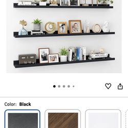 Four Black 55 Inch Long Floating Shelves