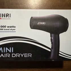 JINRI Mini Travel Hair Dryer 1000W Matte Black