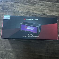 Monster S280 Bluetooth Speaker with 3D Tunnel Lights, 40W Stereo Sound, Rich Bass, Bluetooth 6.0, Mirror Display, Wireless Charger, USB (Audio)/AUX/TF