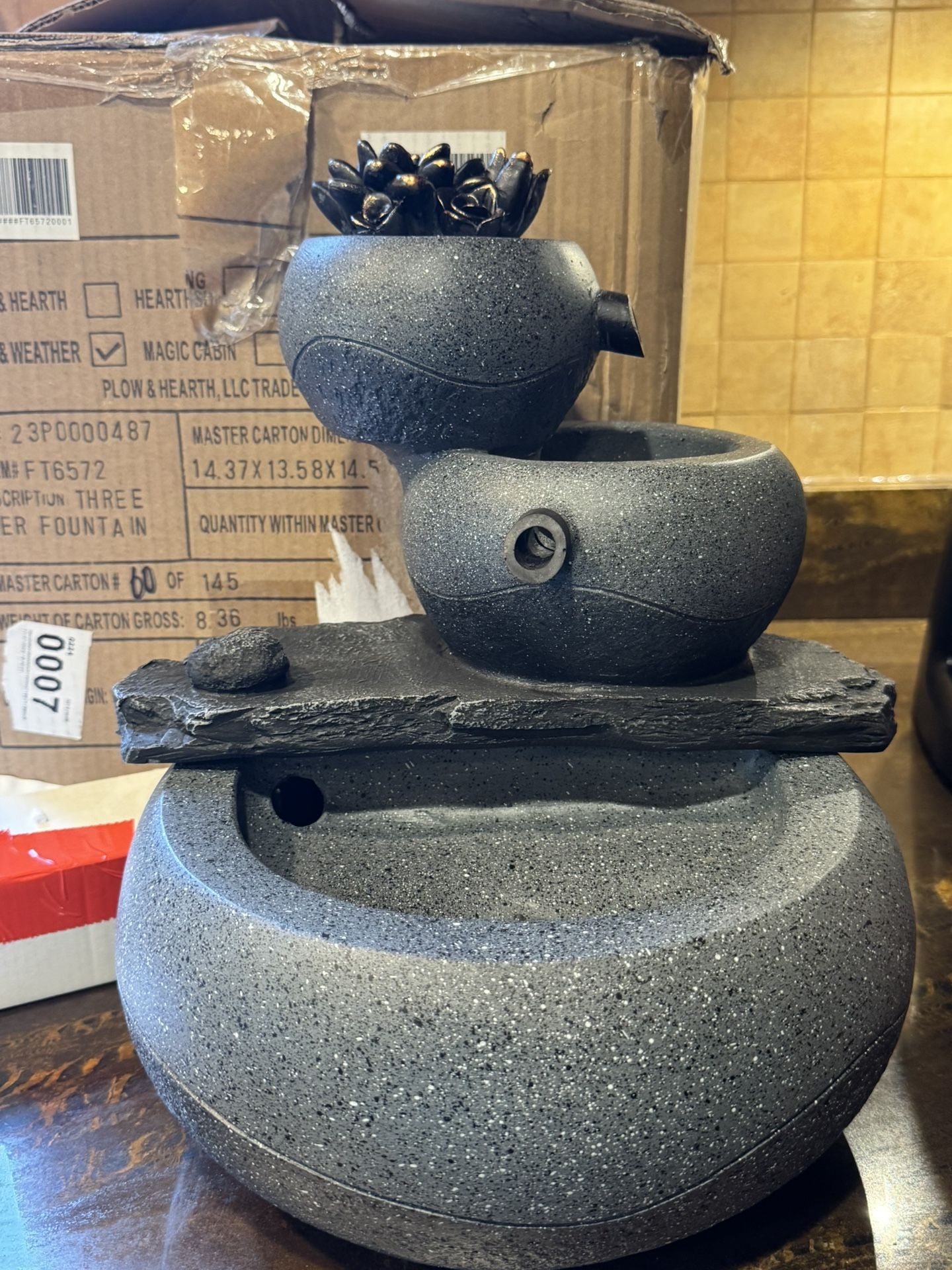 New open box Lighted Three-Tier Indoor Fountain with Electric Pump