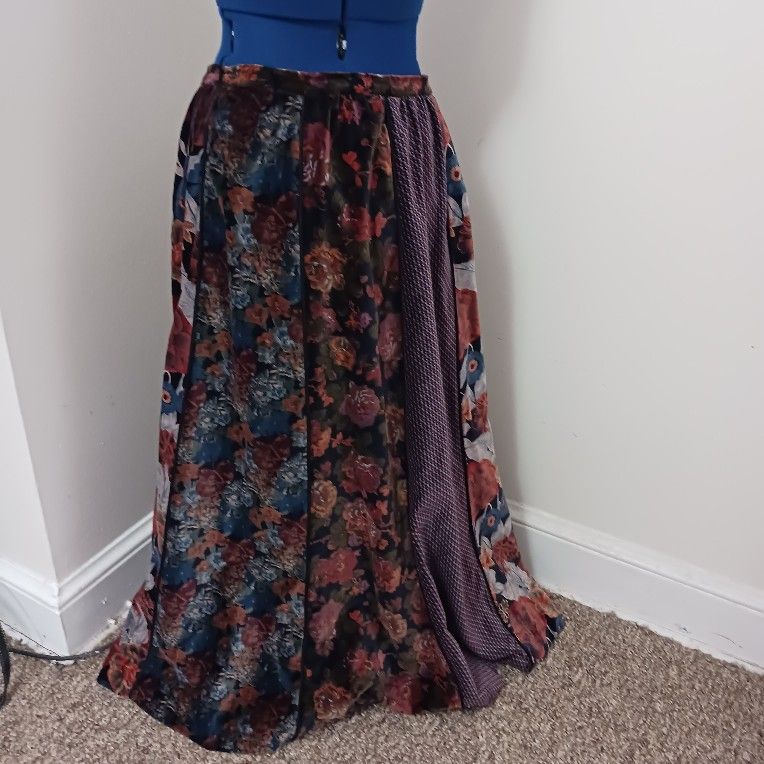Century Boston Skirt Maxi Multiprint Paneled Size 14 Vintage Maximalist