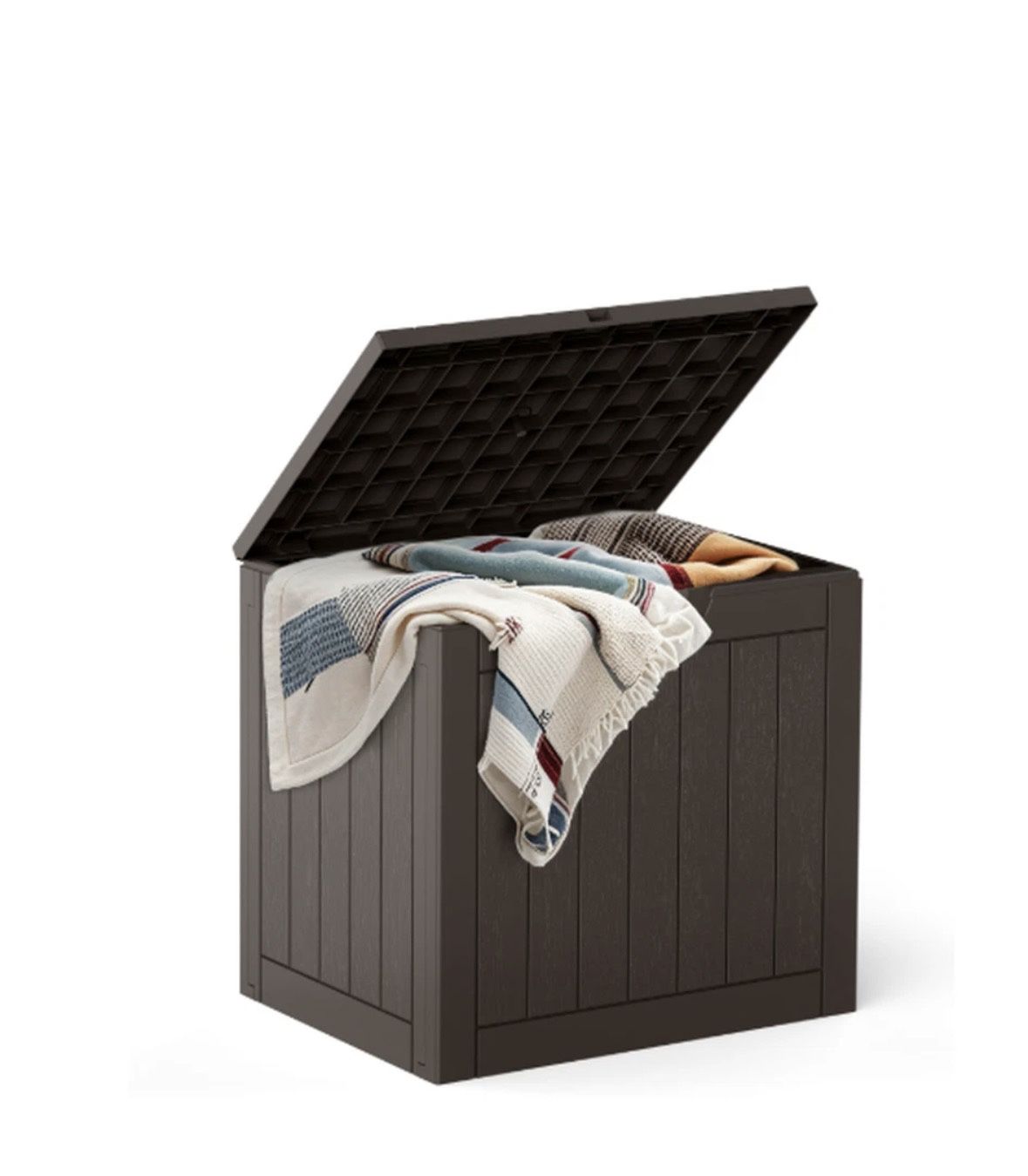 Deck Box With 31 Gallon Capacity, Weatherproof Resin Lockable Outdoor Storage Fo